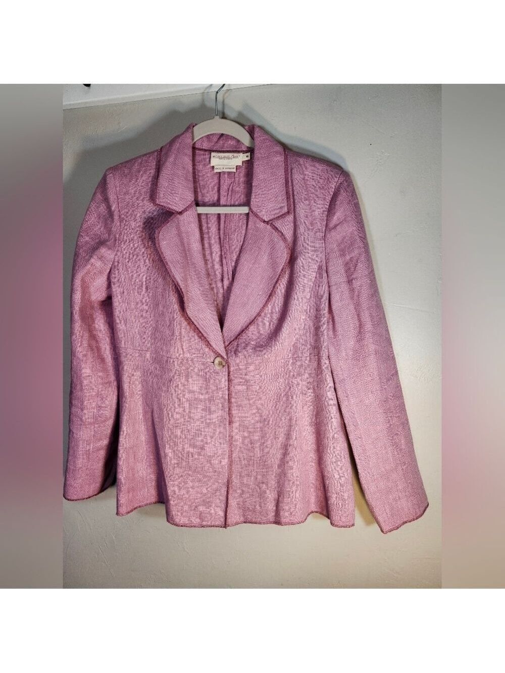 Monterey Bay 100% Linen Mauve Made In Ukraine Raw Hems Sz 8